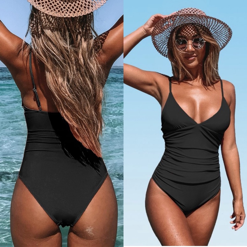 NWT‎ Women's Bright Day Shirring One Piece
Swimsuit -Black-SIZE LARGE